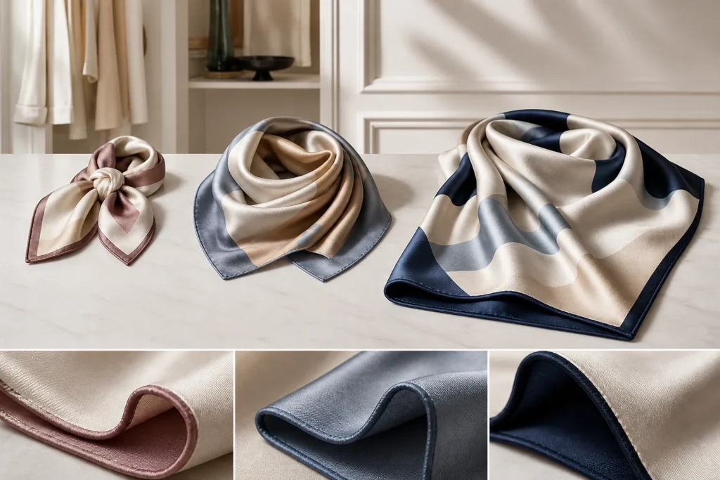 シルクスカーフで失敗を避ける 50・70・90cmと縁の手入れで選ぶ